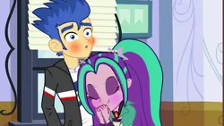 Size: 1024x576 | Tagged: safe, artist:lunastylesfrozen, derpibooru import, edit, edited screencap, screencap, aria blaze, flash sentry, equestria girls, crack shipping, female, flasharia, husbando thief, male, shipping, straight