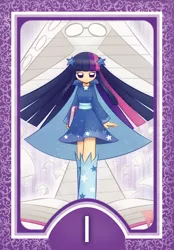 Size: 1200x1727 | Tagged: artist:howxu, derpibooru import, human, humanized, safe, solo, tarot card, the magician, twilight sparkle