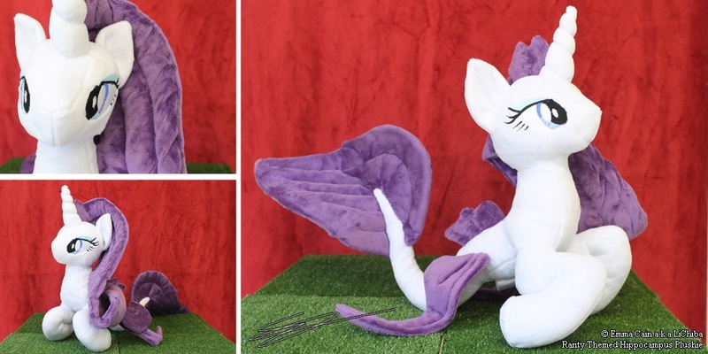 Size: 990x495 | Tagged: artist:lichiba, derpibooru import, hippocampus, irl, merpony, photo, plushie, race swap, rarity, safe, solo