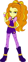 Size: 3215x6909 | Tagged: safe, artist:mit-boy, derpibooru import, adagio dazzle, equestria girls, rainbow rocks, absurd resolution, amulet, boots, clothes, diamonds, dominant, fingerless gloves, fist, gloves, hand on hip, high heel boots, looking at you, music notes, necklace, raised eyebrow, shoes, simple background, solo, spikes, transparent background, vector