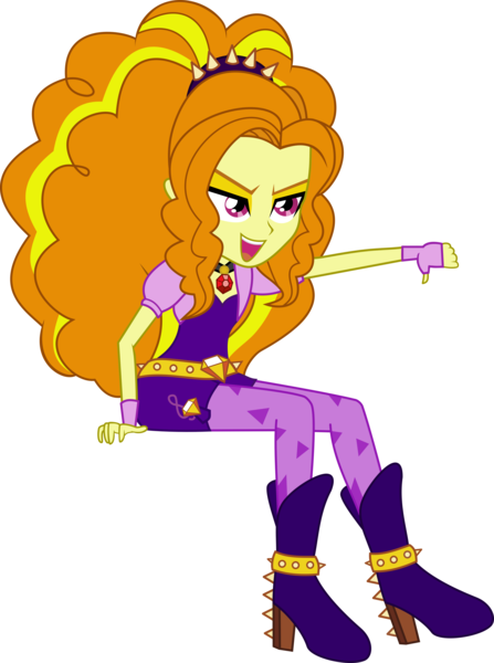 Size: 6657x8945 | Tagged: safe, artist:mit-boy, derpibooru import, adagio dazzle, equestria girls, rainbow rocks, absurd resolution, amulet, boots, clothes, diamonds, fingerless gloves, gloves, high heel boots, music notes, necklace, open mouth, shoes, simple background, singing, sitting, solo, spikes, thumbs down, transparent background, vector