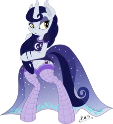 Size: 1280x1402 | Tagged: safe, artist:dfectivedvice, artist:midnightblitzz, derpibooru import, moonlight raven, pony, semi-anthro, unicorn, canterlot boutique, checkered socks, clothes, cute, dress, female, goth pony, mare, over the moon, simple background, socks, solo, transparent background