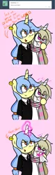 Size: 1500x4750 | Tagged: artist:fullmetalpikmin, ask, clothes, cold, comic, derpibooru import, handkerchief, nose blowing, oc, oc:cherry blossom, oc:viewing pleasure, safe, scarf, sick, suit, tissue, tumblr, tumblr:ask viewing pleasure, unofficial characters only