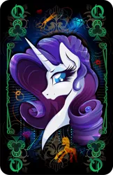 Size: 1247x1920 | Tagged: artist:rariedash, card, derpibooru import, part of a set, playing card, profile, queen, queen of clubs, rarity, safe, solo