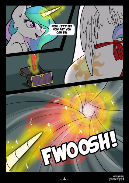 Size: 540x764 | Tagged: artist:jcosneverexisted, balloon, balloon fetish, bondage balloon ball thing, comic, comic:balloon princess, derpibooru import, fundoshi, magic, princess celestia, semi-anthro, suggestive