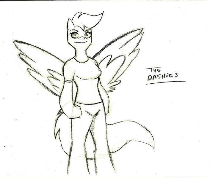 Size: 2001x1700 | Tagged: anthro, artist:lukemgh, derpibooru import, monochrome, older, safe, scootaloo, sketch, solo, the dashies