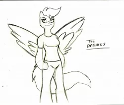 Size: 2001x1700 | Tagged: anthro, artist:lukemgh, derpibooru import, monochrome, older, safe, scootaloo, sketch, solo, the dashies