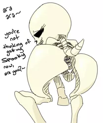 Size: 1069x1280 | Tagged: artist:nobody, child bearing hips, derpibooru import, dialogue, dock, female, nudity, presenting, skeleton, skeleton pony, solo, solo female, spooky, spoopy, suggestive, wat, wide hips