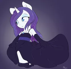 Size: 1400x1350 | Tagged: alternate hairstyle, ambiguous facial structure, anthro, artist:alasou, chibi, clothes, cute, derpibooru import, dress, evening gloves, gloves, raribetes, rarity, safe, signature, solo, standing, tumblr