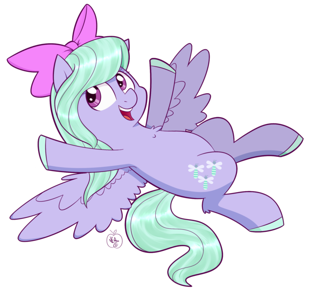 Size: 1900x1800 | Tagged: safe, artist:notenoughapples, derpibooru import, flitter, pegasus, pony, bow, chest fluff, cute, flitterbetes, fluffy, hair bow, hoof polish, nail polish, on back, open mouth, simple background, smiling, solo, spread wings, transparent background