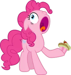 Size: 4000x4253 | Tagged: safe, artist:jeatz-axl, derpibooru import, pinkie pie, canterlot boutique, absurd resolution, cupcake, hoopla pie, open mouth, ponyscape, simple background, solo, tongue out, transparent background, vector