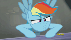 Size: 500x281 | Tagged: animated, derpibooru import, discovery family, discovery family logo, faic, lighting, rainbow dash, rainbow dash is best facemaker, rarity investigates, reaction image, safe, screencap, shading, shock, single shrunken iris, solo
