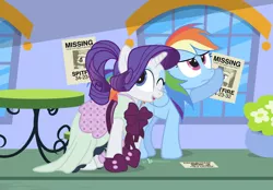 Size: 1026x713 | Tagged: artist:dm29, clothes, derpibooru import, duo, flyer, missing, missing pony, open mouth, rainbow dash, rarity, rarity investigates, safe, spitfire, that was fast, wanted poster, wink