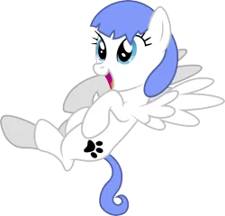 Size: 3338x3200 | Tagged: safe, artist:1glazelover, artist:djdavid98, derpibooru import, oc, oc:snow pup, unofficial characters only, pegasus, pony, on back, simple background, solo, transparent background, vector