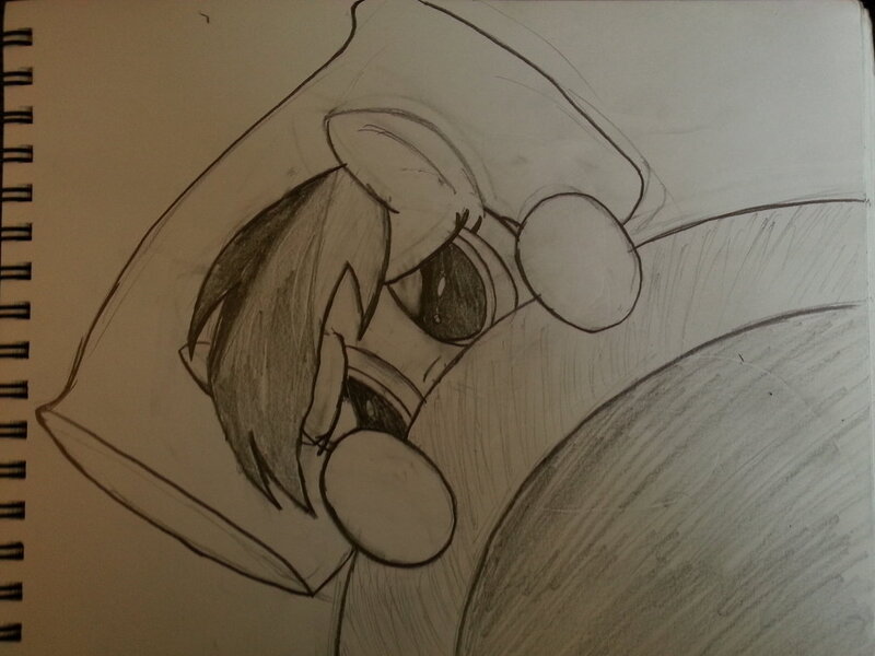 Size: 1032x774 | Tagged: artist:s.guri, bed, derpibooru import, monochrome, rainbow dash, safe, solo, traditional art