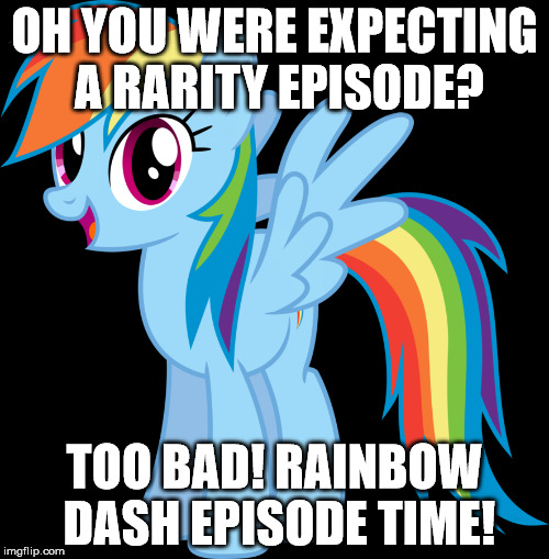 Size: 500x509 | Tagged: derpibooru import, image macro, imgflip, meme, rainbow dash, rarity investigates, safe, solo, waluigi time