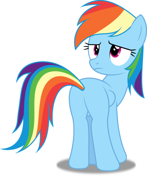 Size: 3340x4000 | Tagged: safe, artist:dashiesparkle, derpibooru import, rainbow dash, pegasus, pony, rarity investigates, .svg available, absurd resolution, female, looking back, missing wing, plot, ponyscape, rainbutt dash, simple background, solo, transparent background, vector
