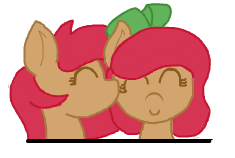 Size: 235x158 | Tagged: artist:lockheart, cute, derpibooru import, diabetes, female, flockmod, incest, kissing, lesbian, oc, oc:cherry sweetheart, oc:stella cherry, safe, shipping, simple background, sisters, twins, unofficial characters only, white background