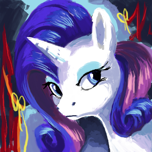 Size: 488x488 | Tagged: artist:oblivionheart13, derpibooru import, legitimately amazing mspaint, looking back, ms paint, portrait, rarity, safe, solo