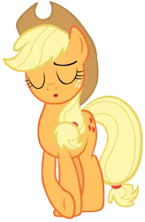 Size: 7000x10700 | Tagged: absurd resolution, applejack, applejack cries on the inside, artist:tardifice, cowboy hat, crossed hooves, derpibooru import, eyes closed, freckles, hat, photoshop, safe, simple background, solo, stetson, tanks for the memories, transparent background, vector