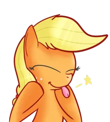 Size: 1031x1141 | Tagged: safe, artist:mr-degration, derpibooru import, applejack, pony, hatless, missing accessory, silly, silly pony, simple background, solo, stars, tongue out, transparent background, who's a silly pony