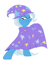 Size: 1700x2100 | Tagged: safe, artist:geraritydevillefort, derpibooru import, trixie, pony, bipedal, cape, clothes, hat, smiling, solo, trixie's cape, trixie's hat, vector