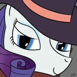 Size: 1000x1000 | Tagged: artist:spritepony, derpibooru import, detective rarity, hat, my little art challenge, rarity, rarity investigates, safe, solo