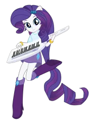 Size: 3200x4200 | Tagged: safe, artist:whiteroze30, derpibooru import, rarity, equestria girls, player piano, rainbow rocks, absurd resolution, boots, bracelet, clothes, high heel boots, jewelry, keytar, musical instrument, playing, ponied up, pony ears, ponytail, simple background, skirt, solo, transformation, transparent background, vector, wristband