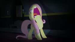 Size: 1920x1080 | Tagged: safe, derpibooru import, screencap, fluttershy, pegasus, pony, scare master, season 5, d:, dark, faic, female, floppy ears, flutterscream, folded wings, frown, image, indoors, majestic as fuck, mare, nose in the air, open mouth, png, scared, screaming, solo, standing, tongue out, twilight's castle, volumetric mouth, wide eyes, yelling