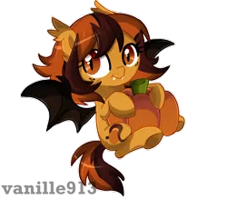 Size: 1280x1120 | Tagged: safe, artist:spookyle, derpibooru import, oc, oc:pumpkin spice, unofficial characters only, bat pony, pony, bat pony oc, pumpkin, simple background, solo, transparent background