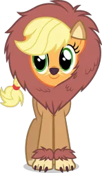 Size: 3000x5068 | Tagged: safe, artist:ambassad0r, derpibooru import, applejack, big cat, earth pony, lion, pony, scare master, .svg available, absurd resolution, applelion, clothes, costume, cute, female, jackabetes, mare, nightmare night, nightmare night costume, simple background, smiling, solo, that was fast, transparent background, vector