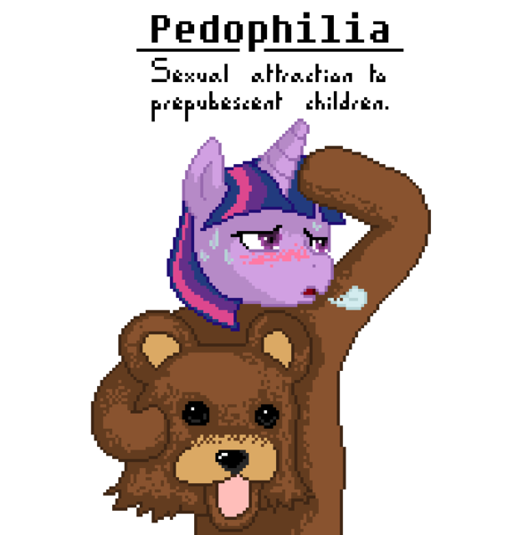 Size: 696x704 | Tagged: anthro, artist:sehad, big book of fetishes, blushing, derpibooru import, pedobear, pedophilia, pixel art, solo, suggestive, sweat, twilight is a foal fiddler, twilight sparkle