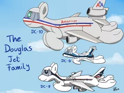 Size: 1280x960 | Tagged: safe, artist:goldenpansy, derpibooru import, oc, unofficial characters only, original species, plane pony, pony, dc-10, dc-8, dc-9, flying, mcdonnell douglas, plane, sky