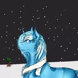 Size: 500x500 | Tagged: safe, artist:fire-scribe, derpibooru import, oc, oc:snow sailor, unofficial characters only, pony, unicorn, clothes, scarf, snow, snowfall, solo