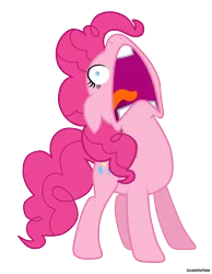 Size: 1680x2160 | Tagged: safe, artist:greaterlimit, derpibooru import, edit, vector edit, pinkie pie, scare master, d:, faic, floppy ears, flutterscream, frown, nose in the air, open mouth, screaming, simple background, solo, tongue out, transparent background, vector, wide eyes