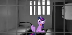 Size: 854x424 | Tagged: bed, derpibooru import, irl, masterofzoroark, photo, ponies in real life, prison, prisoner, prisoner ts, safe, solo, twilight sparkle, youtube poop