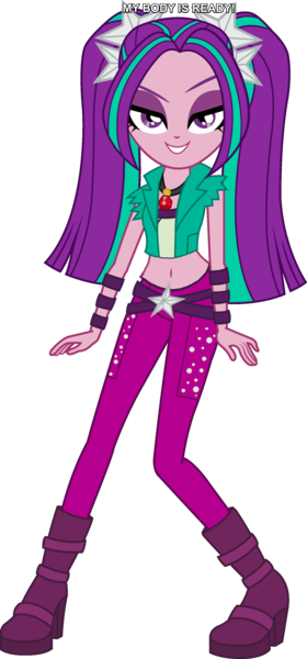 Size: 1629x3496 | Tagged: safe, artist:imperfectxiii, derpibooru import, edit, edited edit, vector edit, aria blaze, equestria girls, belly button, image macro, meme, midriff, my body is ready, simple background, solo, transparent background, vector