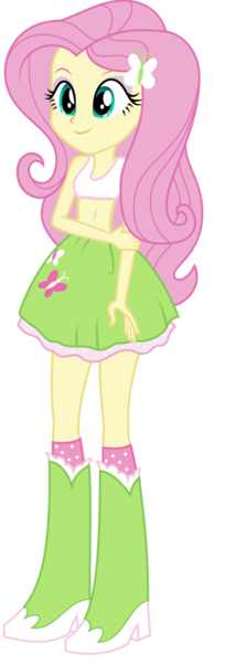 Size: 550x1618 | Tagged: safe, artist:mewtwo-ex, derpibooru import, edit, vector edit, fluttershy, equestria girls, belly button, boots, clothes, cute, high heel boots, midriff, simple background, skirt, socks, solo, transparent background, vector