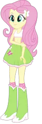 Size: 550x1618 | Tagged: safe, artist:mewtwo-ex, derpibooru import, edit, vector edit, fluttershy, equestria girls, belly button, boots, clothes, cute, high heel boots, midriff, simple background, skirt, socks, solo, transparent background, vector