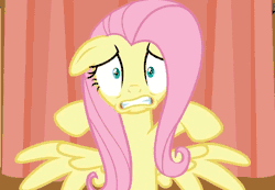 Size: 548x380 | Tagged: animated, anxiety, derpibooru import, fear, fluttershy, lip bite, safe, scared, scare master, screencap, solo, spread wings, wide eyes