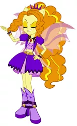 Size: 4129x6729 | Tagged: safe, artist:jakeneutron, derpibooru import, edit, vector edit, adagio dazzle, equestria girls, rainbow rocks, absurd resolution, amulet, belly button, boots, clothes, eyes closed, fin wings, hand on hip, high heel boots, midriff, necklace, ponied up, pony ears, shoes, simple background, smirk, solo, spikes, transparent background, vector, wings, wristband