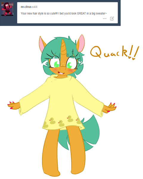 Size: 800x1000 | Tagged: anthro, artist:kryptchild, ask, ask glitter shell, clothes, cute, derpibooru import, glitter shell, nail polish, quack, safe, shellbetes, shirt, snails, solo, sweater, tumblr