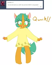 Size: 800x1000 | Tagged: anthro, artist:kryptchild, ask, ask glitter shell, clothes, cute, derpibooru import, glitter shell, nail polish, quack, safe, shellbetes, shirt, snails, solo, sweater, tumblr