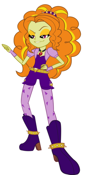 Size: 4047x8000 | Tagged: safe, artist:jakeneutron, derpibooru import, adagio dazzle, equestria girls, rainbow rocks, absurd resolution, amulet, belt, clothes, dat face, diamonds, fingerless gloves, flash puppet, gloves, high heel boots, music notes, necklace, raised eyebrow, solo, spikes