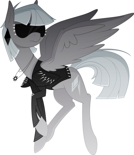 Size: 3569x4130 | Tagged: artist:emkay-mlp, clothes, derpibooru import, jacket, necklace, oc, oc:platinum passion, safe, simple background, solo, sunglasses, transparent background, unofficial characters only