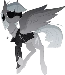 Size: 3569x4130 | Tagged: artist:emkay-mlp, clothes, derpibooru import, jacket, necklace, oc, oc:platinum passion, safe, simple background, solo, sunglasses, transparent background, unofficial characters only