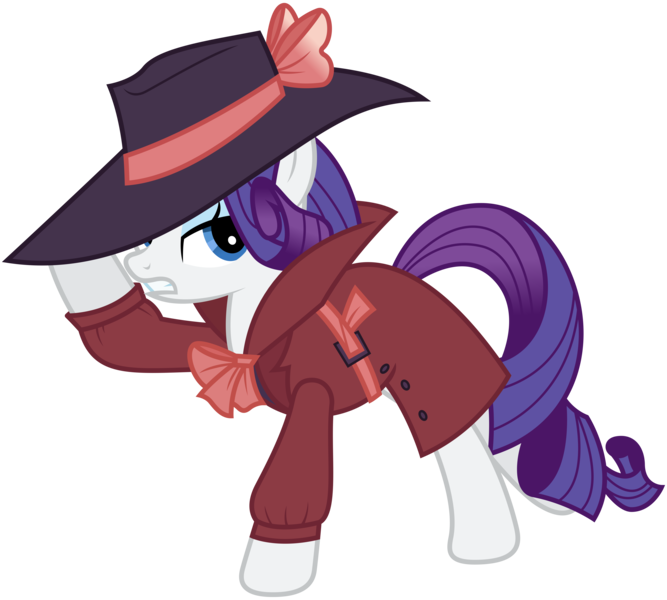 Size: 10000x9000 | Tagged: absurd resolution, adobe illustrator, artist:dashiemlpfim, artist:mpnoir, clothes, derpibooru import, detective, detective rarity, noir, rarity, rarity investigates, request, safe, simple background, solo, .svg available, transparent background, vector