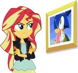 Size: 1093x1024 | Tagged: safe, derpibooru import, sunset shimmer, equestria girls, rainbow rocks, crossover, exploitable, exploitable meme, mame, meme, picture frame, sonic the hedgehog, sonic the hedgehog (series), sonic x