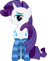 Size: 7829x9494 | Tagged: suggestive, artist:mrcabezon, derpibooru import, rarity, pony, unicorn, absurd resolution, bedroom eyes, clothes, featureless crotch, female, looking back, plot, show accurate, simple background, socks, solo, solo female, striped socks, transparent background, vector