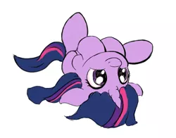 Size: 4200x3300 | Tagged: safe, artist:grennadder, derpibooru import, twilight sparkle, pony, cute, filly, filly twilight sparkle, folded forelegs, hooves to the chest, on back, simple background, smiling, solo, twiabetes, weapons-grade cute, white background